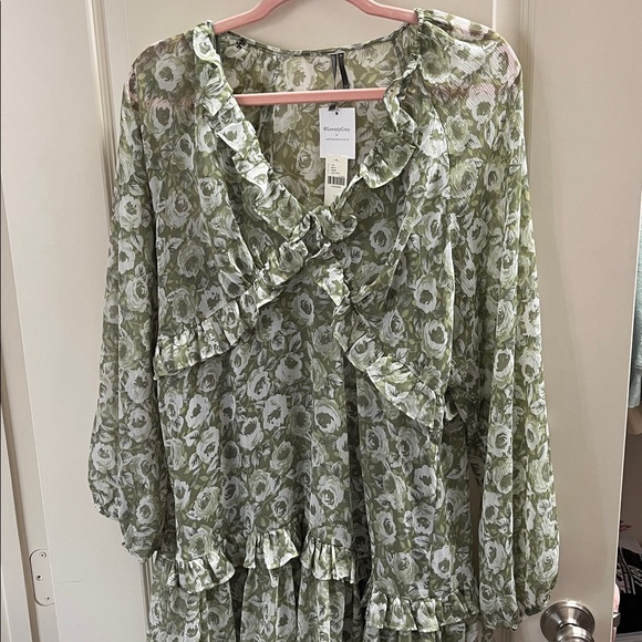 @loverlygrey x Anthropologie Puff-Sleeve Ruffle Mini Dress - Picture 4 of 9